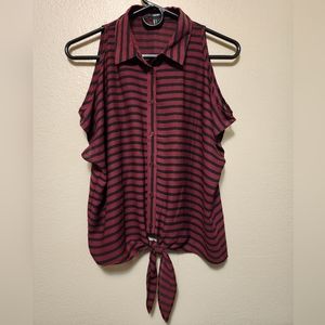 Burgundy Cold Shoulder Blouse
